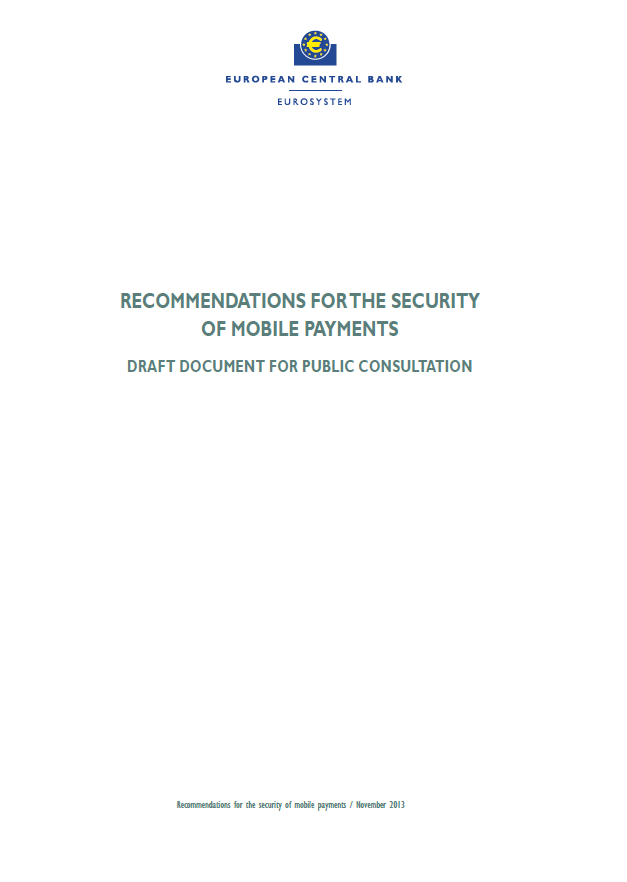 ECB consults on draft recommendations for the security of mobile payments