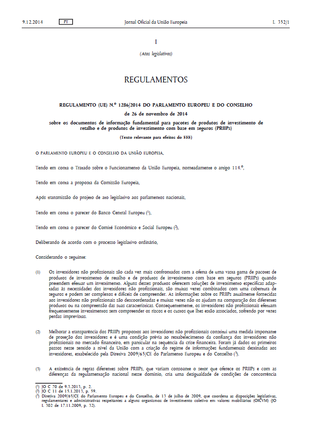 Regulamento (UE) n.º 1286/2014