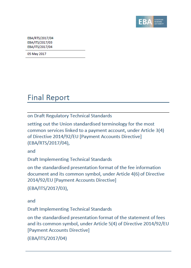 Final draft TS under the Payment Accounts Directive