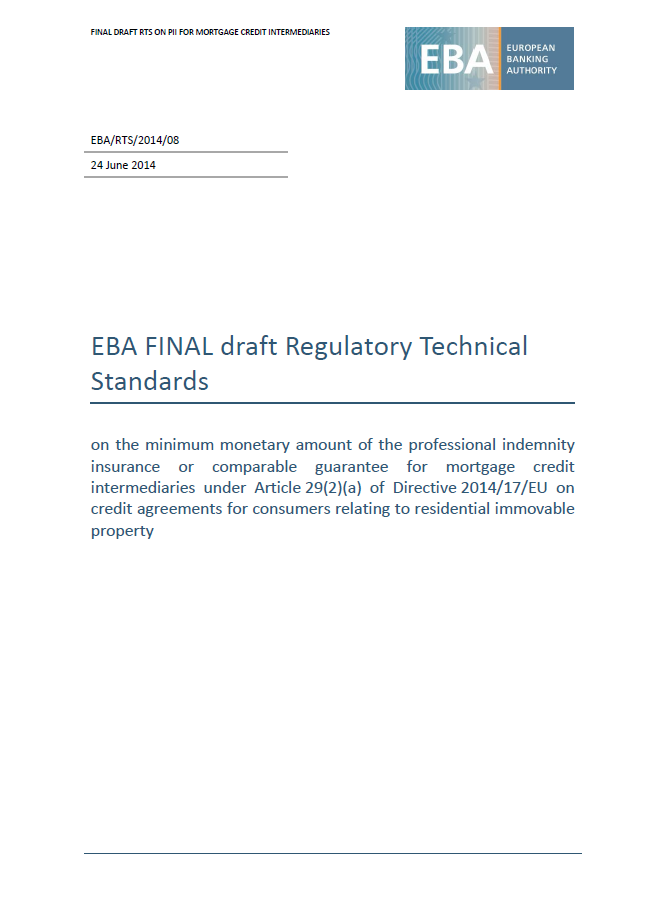 Final draft RTS on professional indemnity insurance for mortgage credit intermediaries