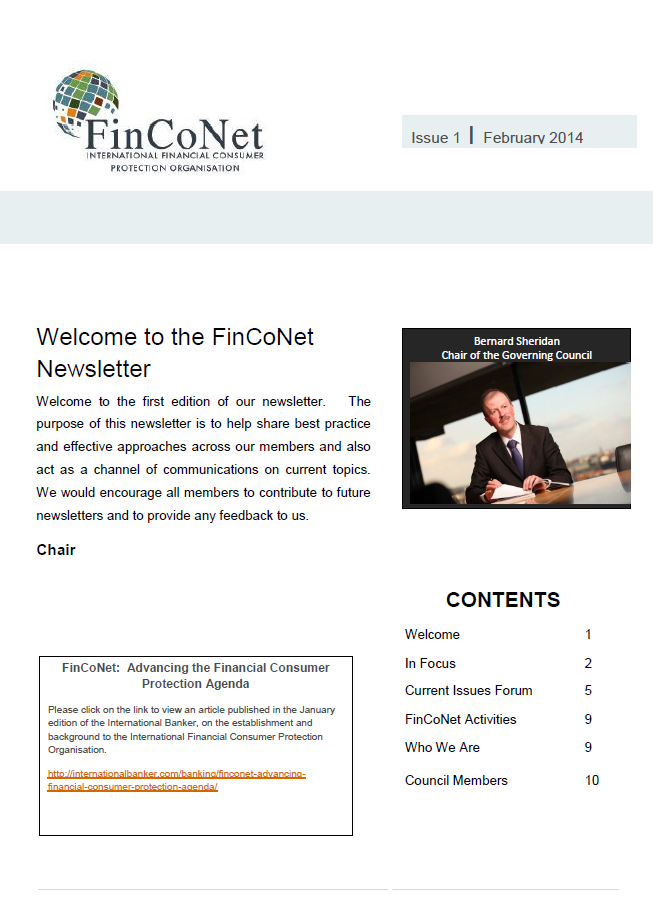 FinCoNet - Newsletter February 2014