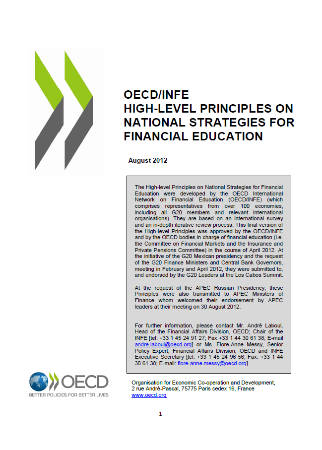OECD/INFE High-level principles on national strategies for financial education