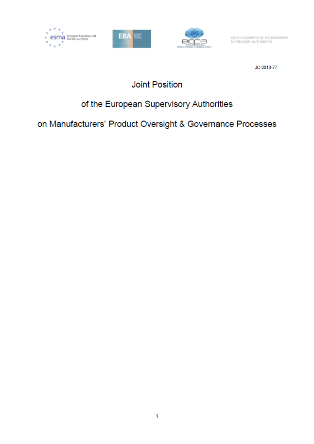 Joint position on product oversight and governance processes