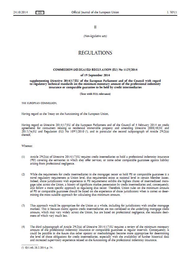 Commission delegated regulation (EU) No 1125/2014