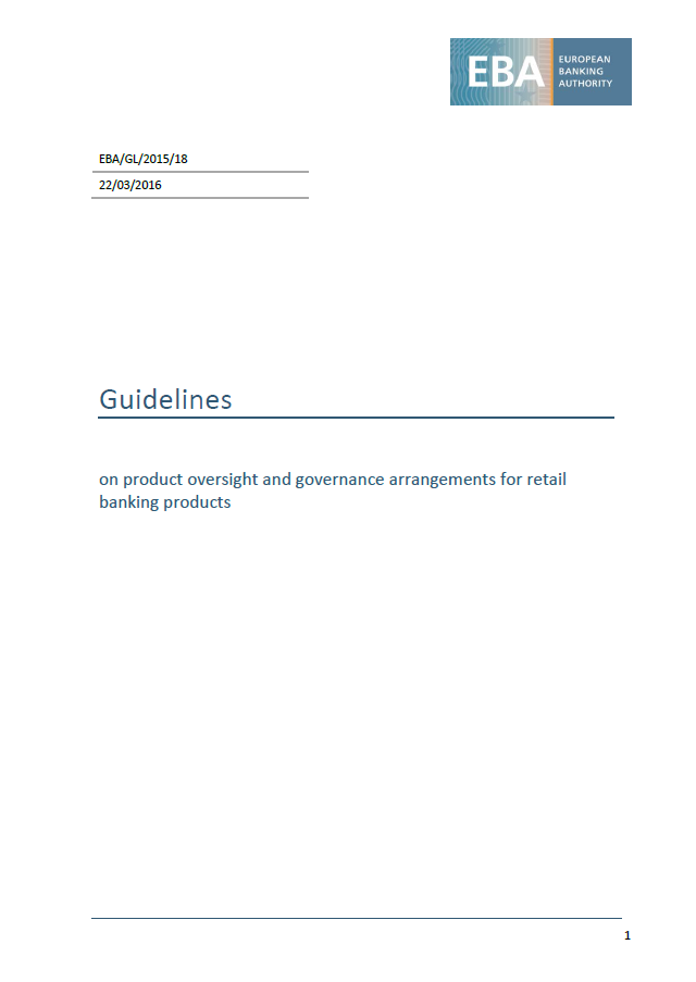 Guidelines on product oversight and governance