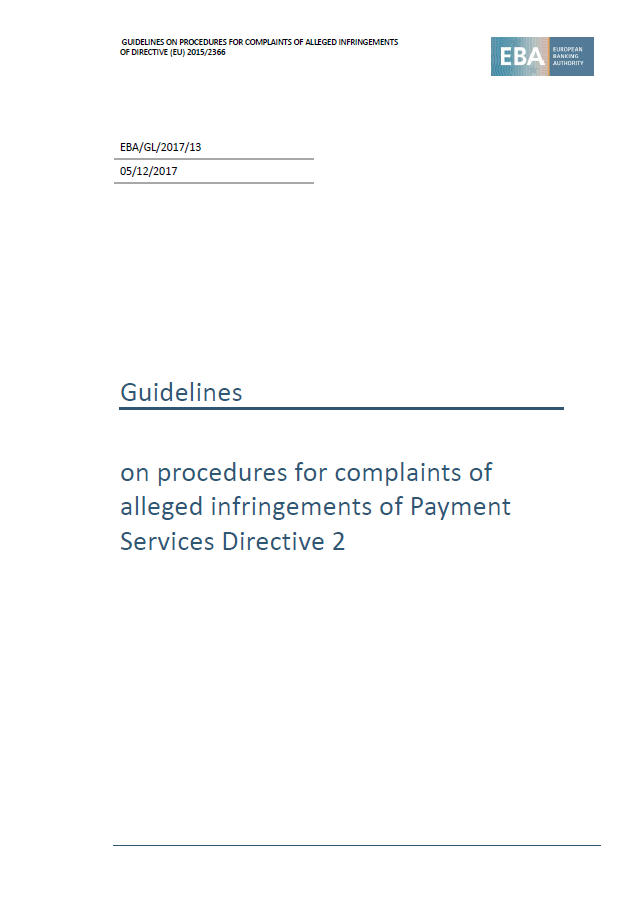 Guidelines on procedures for complaints of PSD2