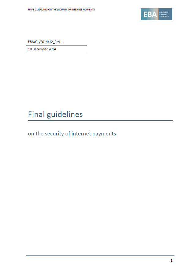 Guidelines on the security of internet payments