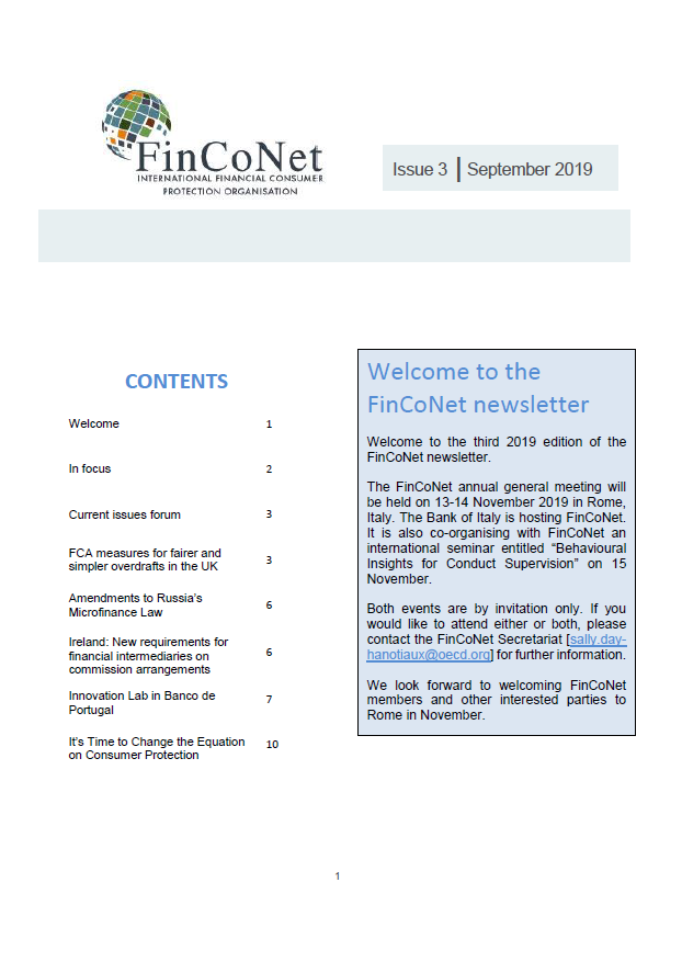 FinCoNet - Newsletter September 2019