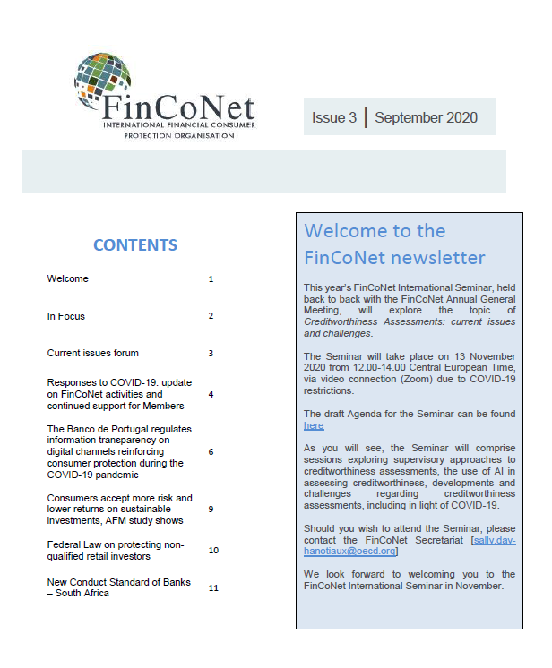 FinCoNet - Newsletter September 2020