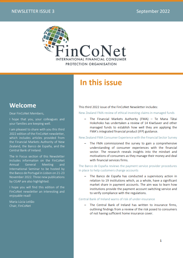 FinCoNet - Newsletter September 2022