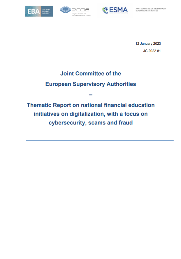Thematic Report on national financial education initiatives on digitalization, with a focus on cybersecurity, scams and fraud