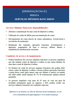 Cartaz serviços mínimos bancários